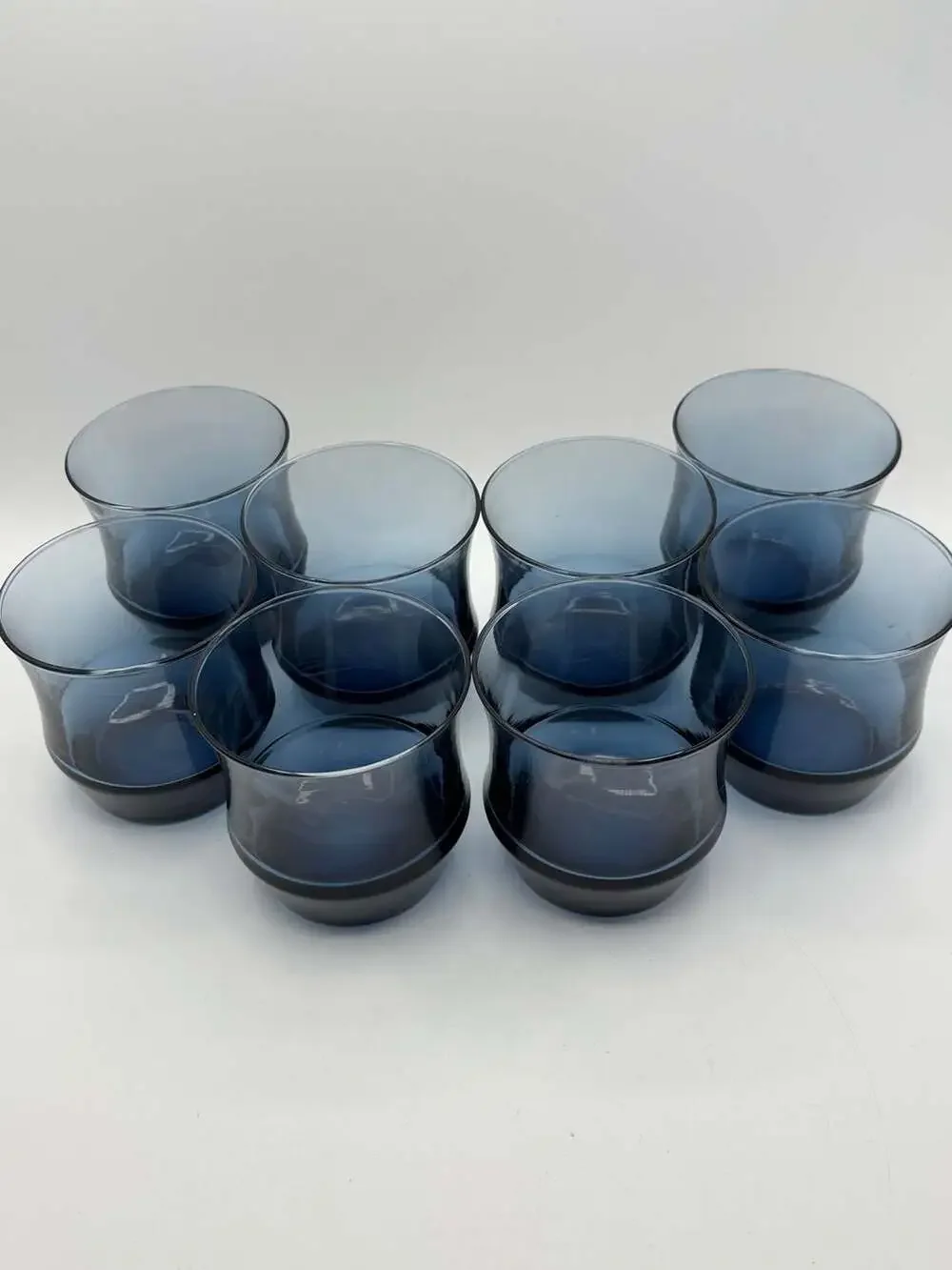 Set of 8 Vintage Libbey Apollo Dusky Blue 8 oz Rocks Glasses